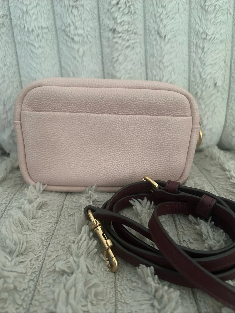 Tory Burch Perry Bombe Mini Camera Bag Blush Pink Pebbled Leather